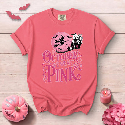 Comfort Colors Breast Cancer Awareness In October We Wear Pink Halloween T-Shirt