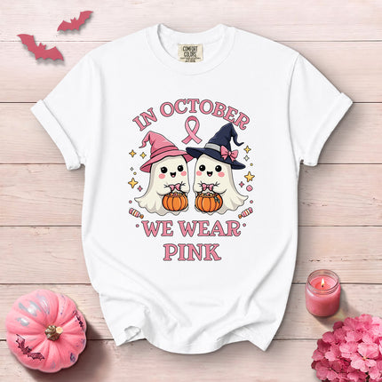 Comfort Colors Breast Cancer Awareness Halloween In October We Wear Pink T-Shirt