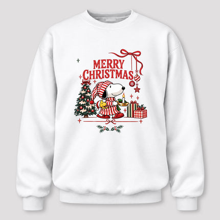 Merry Christmas Candlelight Tree Holiday Graphic Sweatshirt