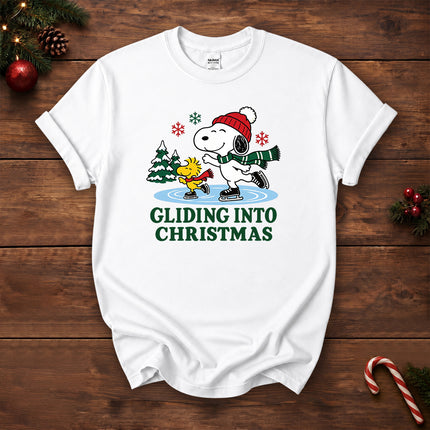 Gliding Into Christmas Ice Skating Winter Holiday T-Shirt