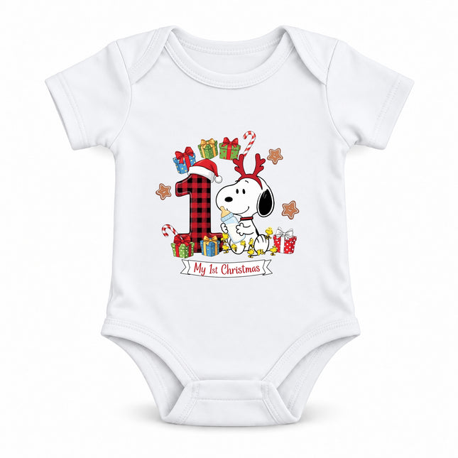 My 1st Christmas Buffalo Plaid Number One Baby Bodysuit