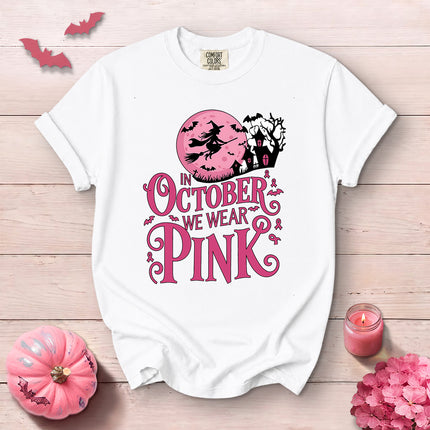 Comfort Colors Breast Cancer Awareness In October We Wear Pink Halloween T-Shirt