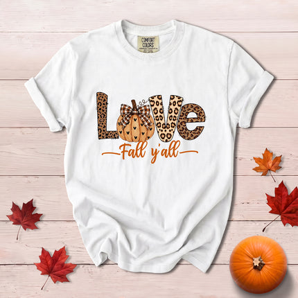 Comfort Colors Fall Autumn Love Fall Yall Leopard Pumpkin T-Shirt