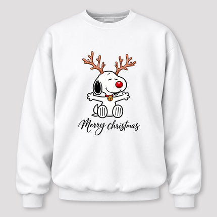 Merry Christmas Reindeer Antlers Red Nose Sweatshirt