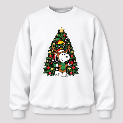 Christmas Tree Reindeer Antlers Festive Gift Sweatshirt