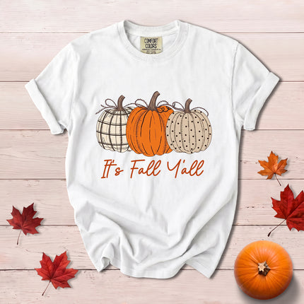 Comfort Colors Fall Autumn Pumpkin Trio Its Fall Yall Southern T-Shirt