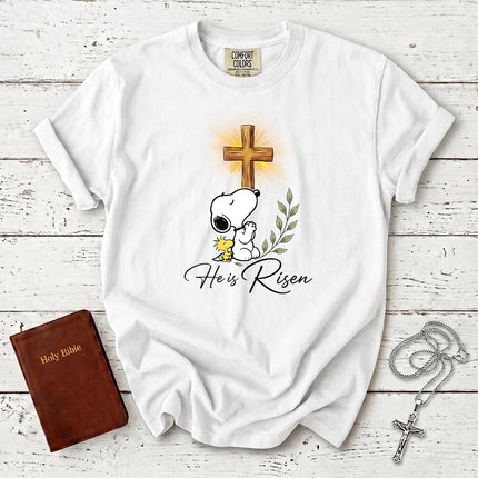 Comfort Colors He Is Risen Cross Christian Easter T-Shirt