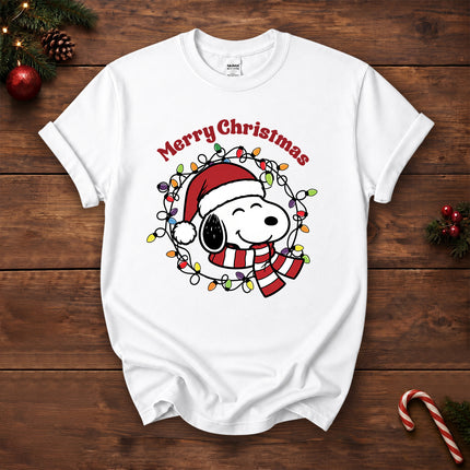 Merry Christmas Santa Hat Colorful Lights T-Shirt