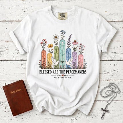 Comfort Colors Blessed Are the Peacemakers Matthew 5:9 Christian Bible Verse T-Shirt