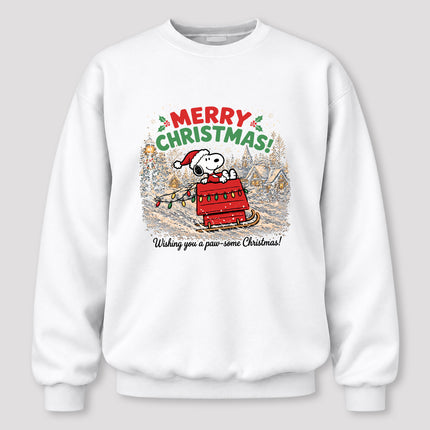 Merry Christmas Snowy Village Festive Sled Sweatshirt