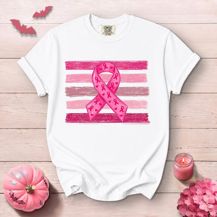 Comfort Colors Pink Ribbon Breast Cancer Awareness T-Shirt