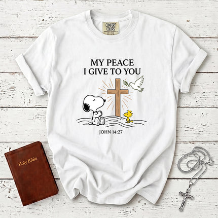 Comfort Colors My Peace I Give to You John 14 27 Dove Cross T-Shirt