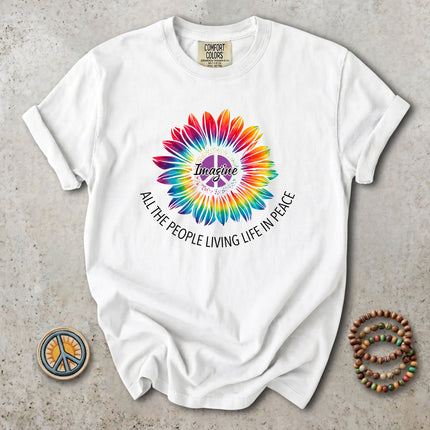 Comfort Colors Hippie Peace Tie Dye Sunflower Retro T-Shirt