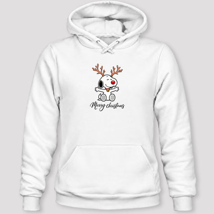 Merry Christmas Reindeer Antlers Red Nose Hoodie