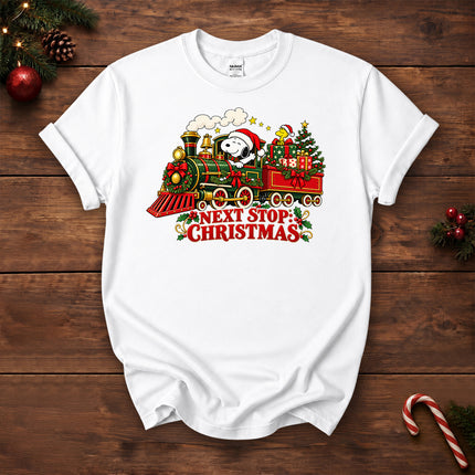 Next Stop Christmas Train Vintage Holiday T-Shirt