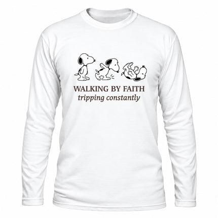 Walking By Faith Tripping Constantly Funny Christian Christmas Gift Long Sleeve T-Shirt