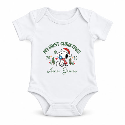 Personalized My First Christmas 2026 Custom Name Baby Bodysuit