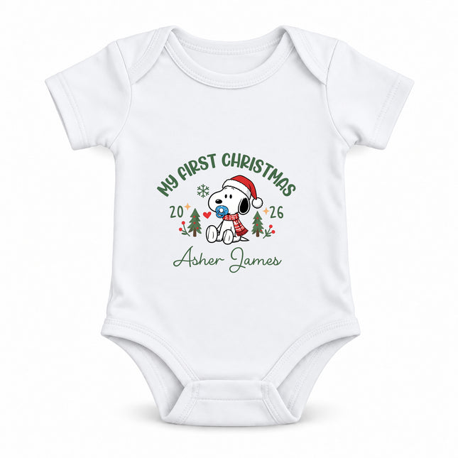 Personalized My First Christmas 2026 Custom Name Baby Bodysuit