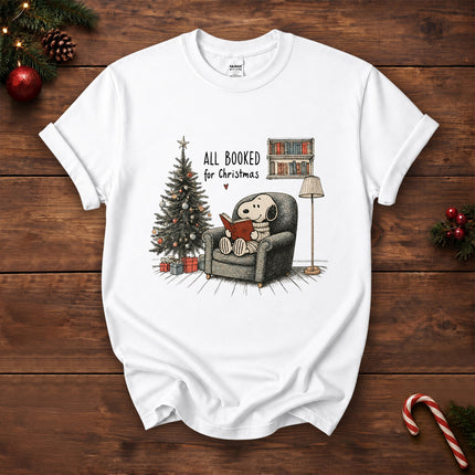 All Booked for Christmas Book Lover Cozy Reading T-Shirt