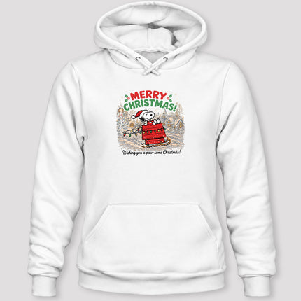 Merry Christmas Snowy Village Holiday Sled Hoodie