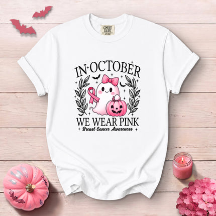 Comfort Colors Halloween Ghost Breast Cancer Awareness T-Shirt