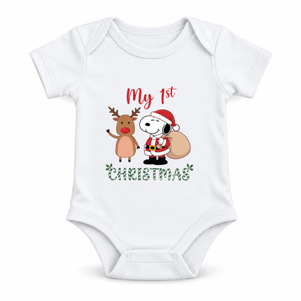 My First Christmas Reindeer Holiday Gift Sack Baby Bodysuit