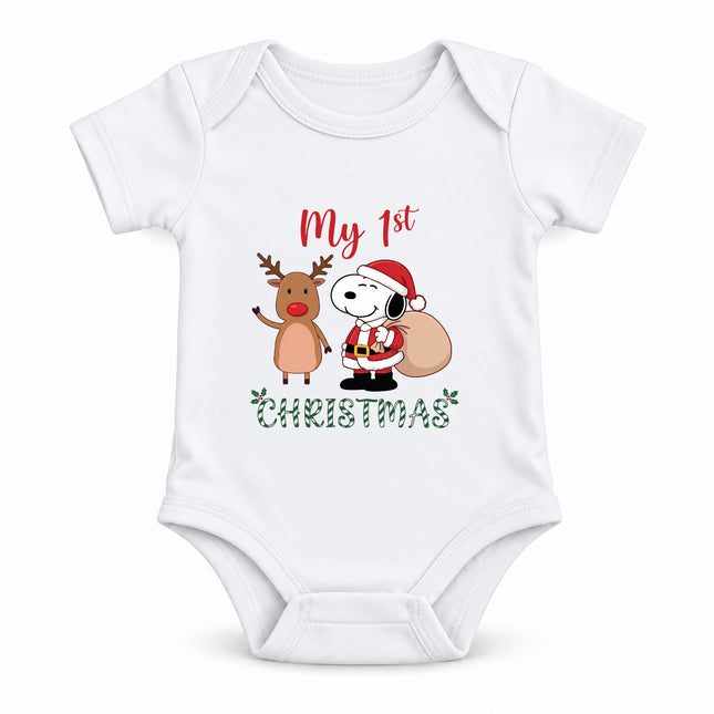 My First Christmas Reindeer Holiday Gift Sack Baby Bodysuit