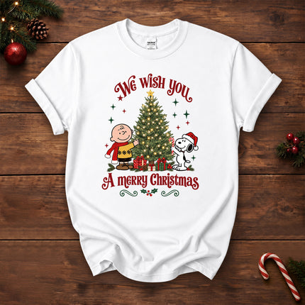 We Wish You a Merry Christmas Vintage Tree Graphic T-Shirt