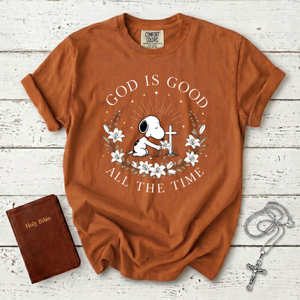 Comfort Colors God Is Good All The Time Christian Cross Lily Faith Gift T-Shirt