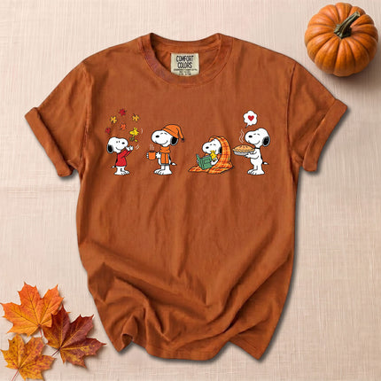 Comfort Colors Fall Autumn Cozy Moments Leaves Reading Pie T-Shirt