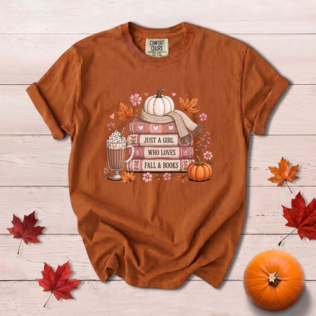 Comfort Colors Fall Autumn Book Lover Pumpkin Cozy Reading T-Shirt
