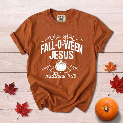 Comfort Colors Fall Autumn Christian Jesus Pumpkin Halloween Matthew 4 19 T-Shirt