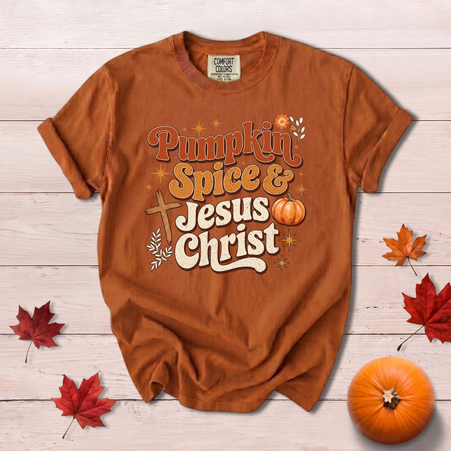 Comfort Colors Pumpkin Spice Jesus Christ Christian Fall T-Shirt