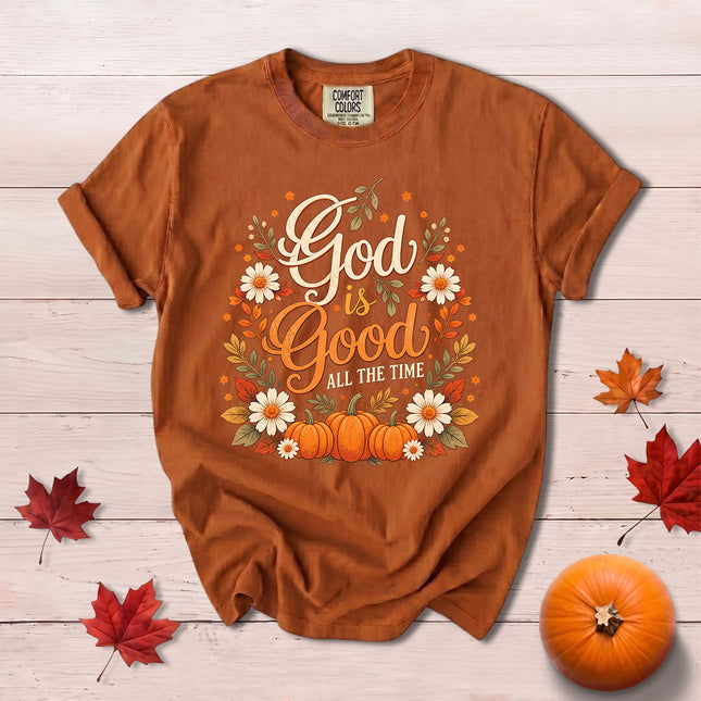 Comfort Colors God Is Good Fall Christian Pumpkin T-Shirt