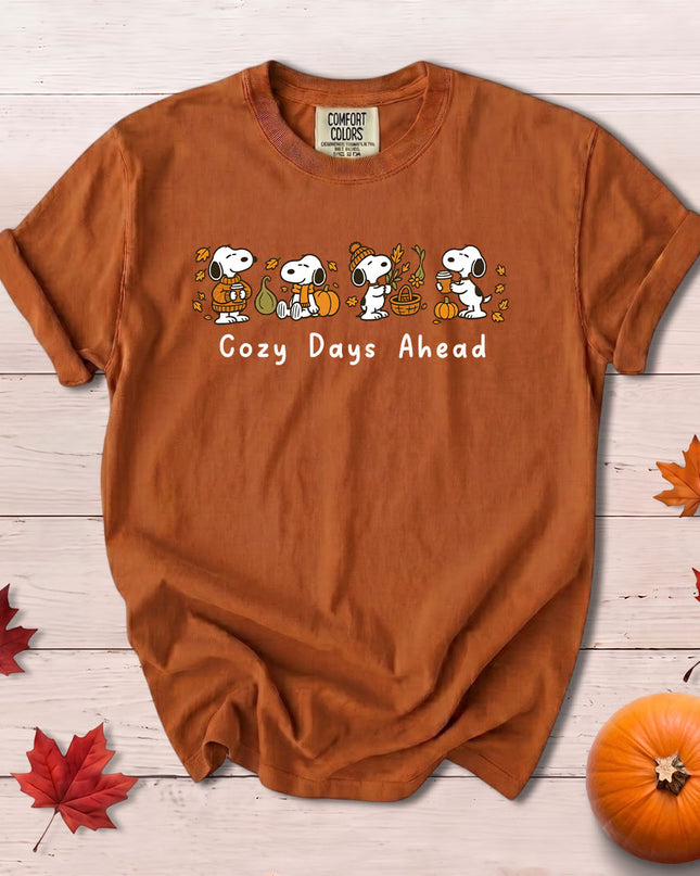 Comfort Colors Fall Shirt Cozy Days Ahead Pumpkin Graphic T-Shirt