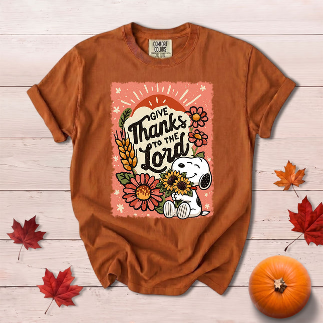 Comfort Colors Give Thanks to the Lord Fall Floral Harvest Christian T-Shirt