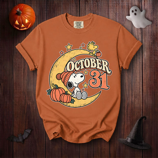Comfort Colors October 31 Halloween Crescent Moon Pumpkin T-Shirt