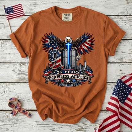 Comfort Colors 25th Anniversary Patriot Day 911 God Bless America T-Shirt