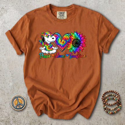 Comfort Colors Peace Love Sunshine Rainbow Sunflower Hippie T-Shirt