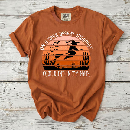 Comfort Colors Desert Witch Halloween Sunset Graphic T-Shirt