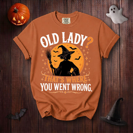 Comfort Colors Old Lady Witch Funny Halloween Moon Graphic T-Shirt