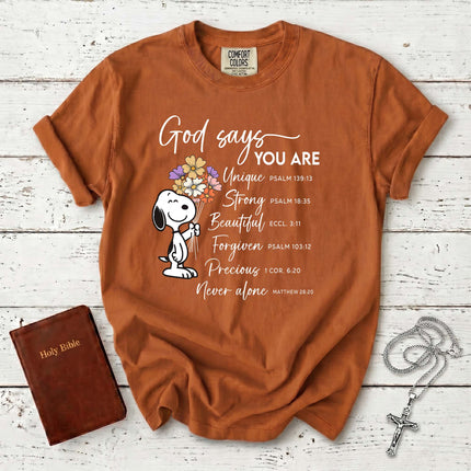 Comfort Colors God Says You Are Bible Verses T-Shirt