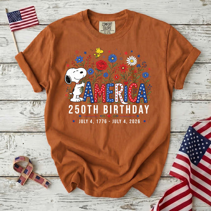 Comfort Colors America 250th Birthday Floral Hugging Dog T-Shirt