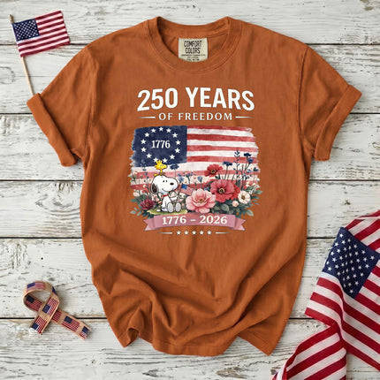Comfort Colors 250 Years Of Freedom 1776-2026 Patriotic Floral Dog T-Shirt
