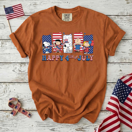 Comfort Colors Happy 4th Of July Red White Blue Stripes Panels T-Shirt