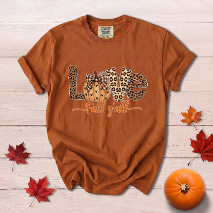 Comfort Colors Fall Autumn Love Fall Yall Leopard Pumpkin T-Shirt