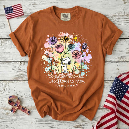 Comfort Colors Consider How the Wildflowers Grow Bible Verse T-Shirt