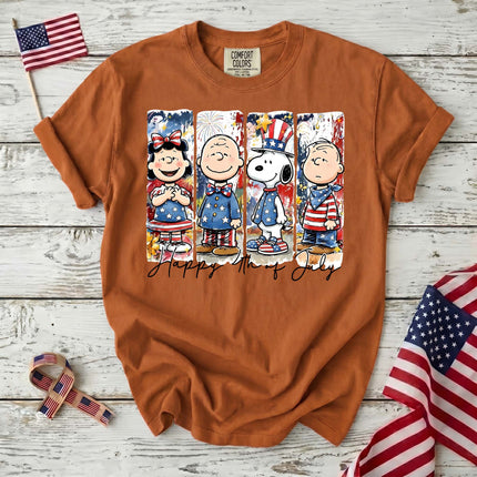 Comfort Colors Happy 4th Of July Red White Blue Panel Friends T-Shirt