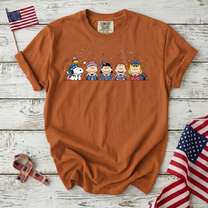 Comfort Colors Fireworks Patriotic Friends Lying Down T-Shirt