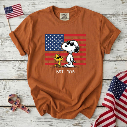 Comfort Colors EST 1776 250th Anniversary USA Sunglasses Dog Flag T-Shirt